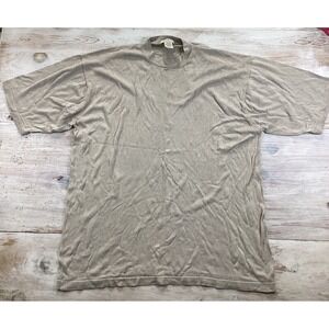 Va Bene Mens 100% Silk Knit Mock Neck Short Sleeve Sweater Tan Beige Size XL